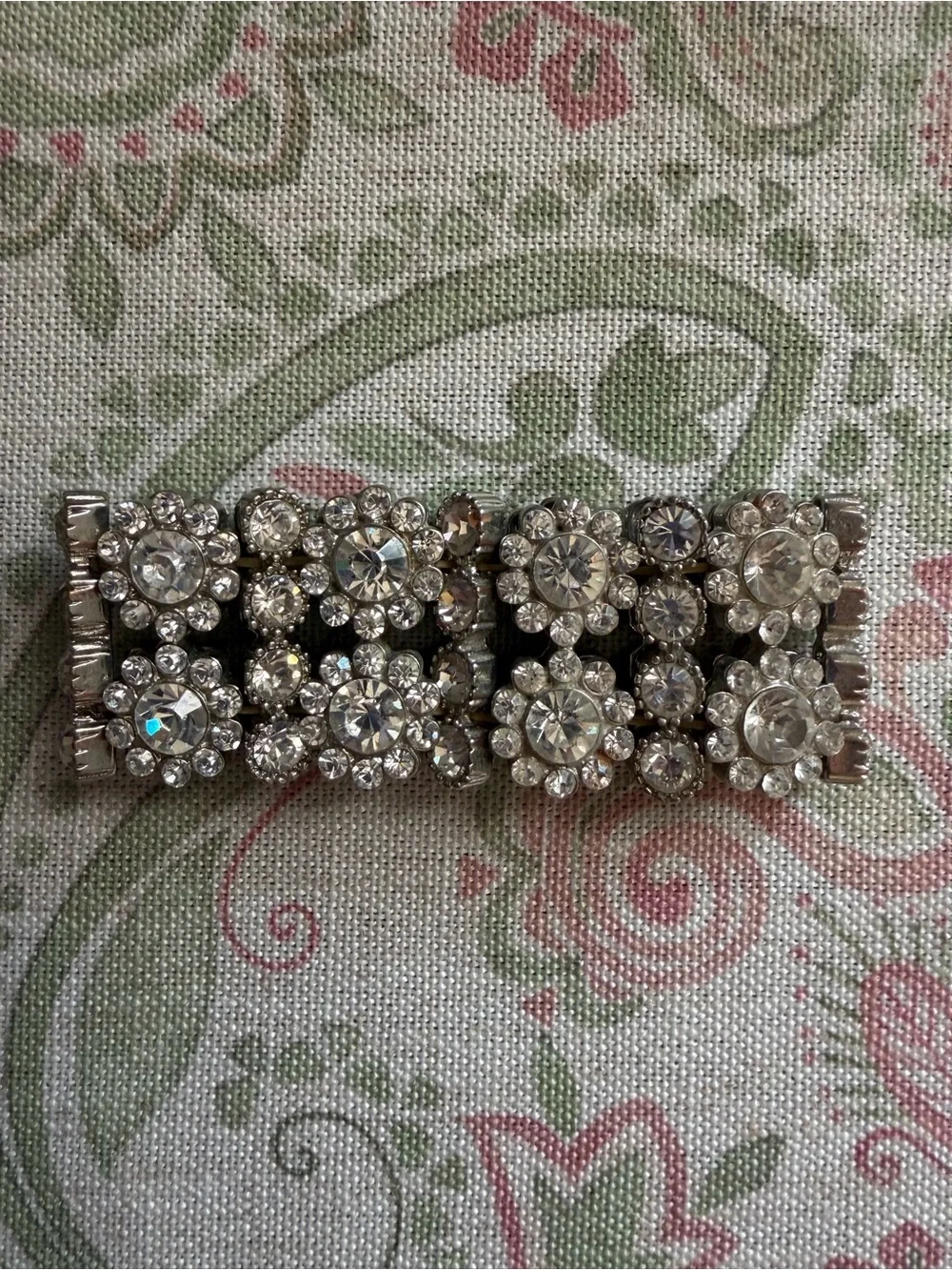 Silver-Tone Crystal Floral Stretch Statement Bracelet